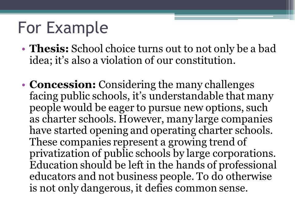 For Example Thesis: School choice turns out to not only be a bad idea; it’s also a violation of our constitution.