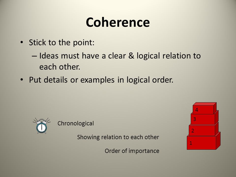 Coherence Stick to the point: