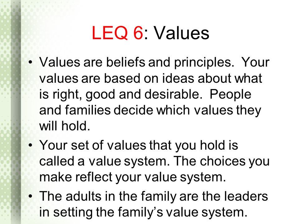 LEQ 6: Values