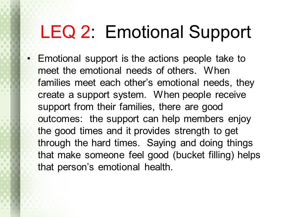 LEQ 2: Emotional Support