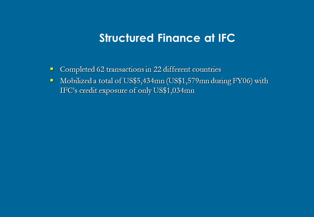 Structured Finance at IFC