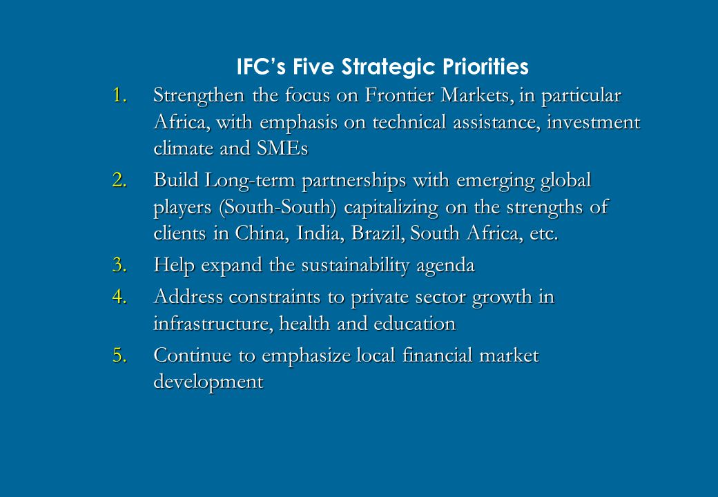 IFC’s Five Strategic Priorities