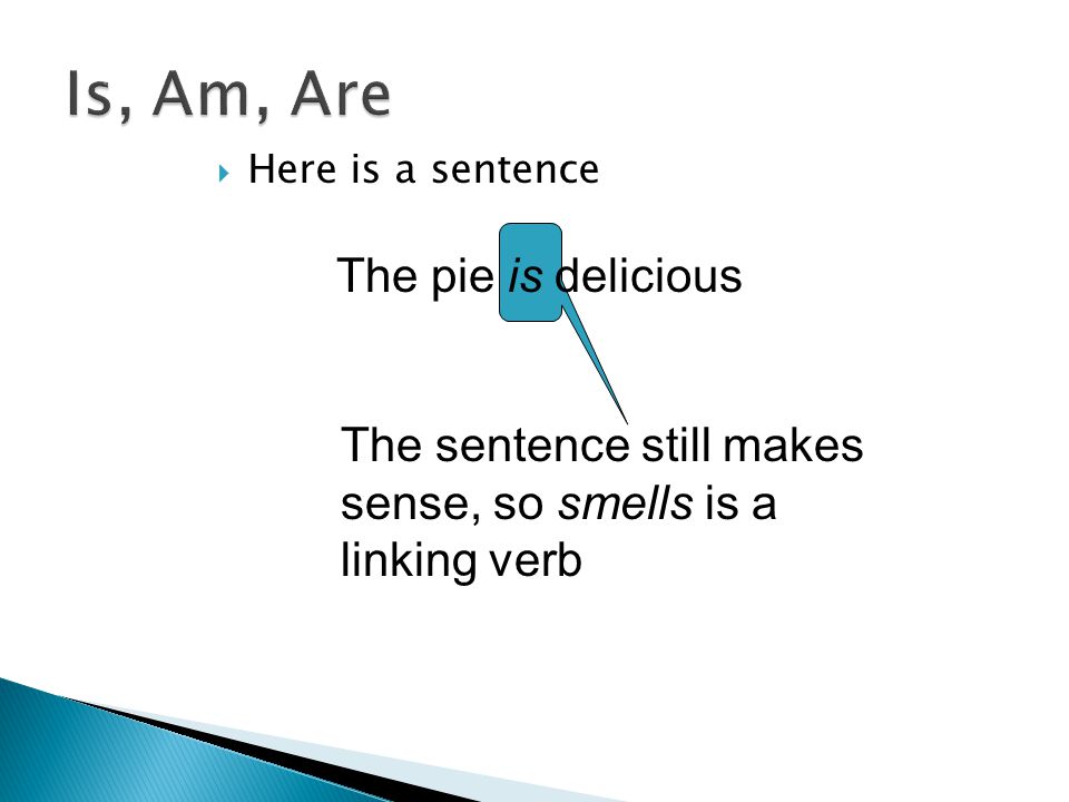 Is, Am, Are The pie is delicious