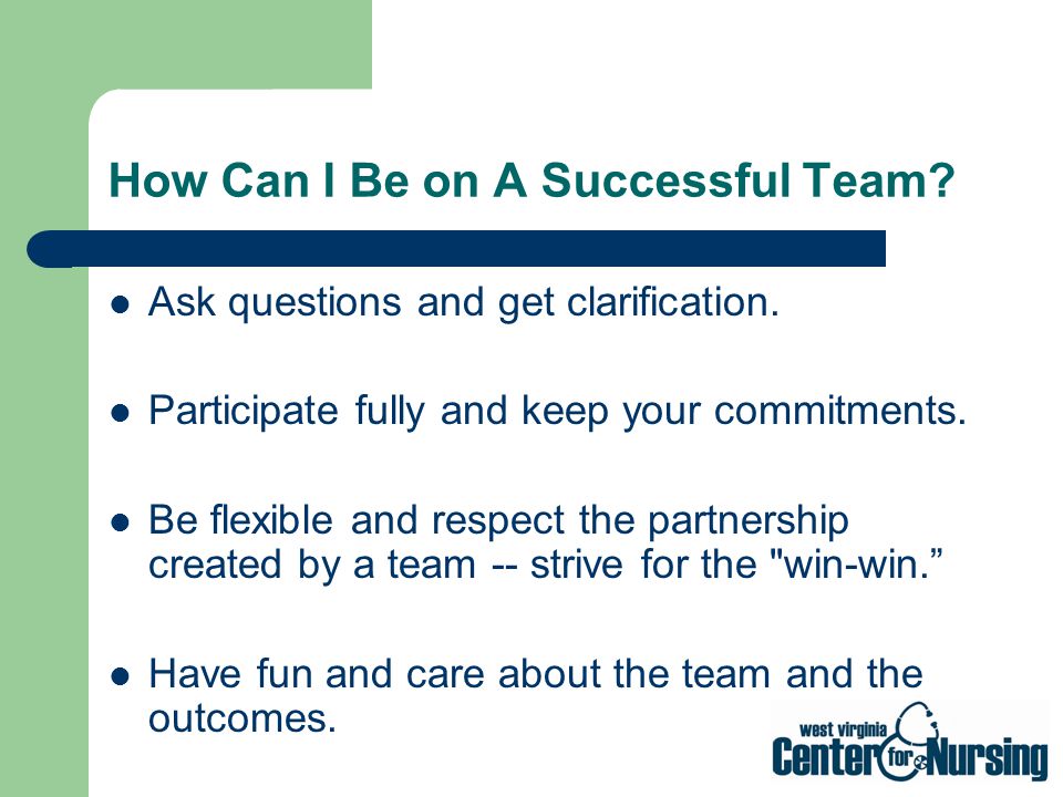 How Can I Be on A Successful Team