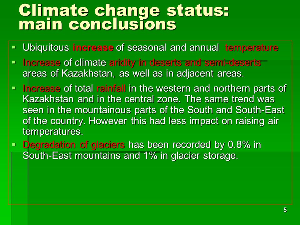 Climate change status: main conclusions