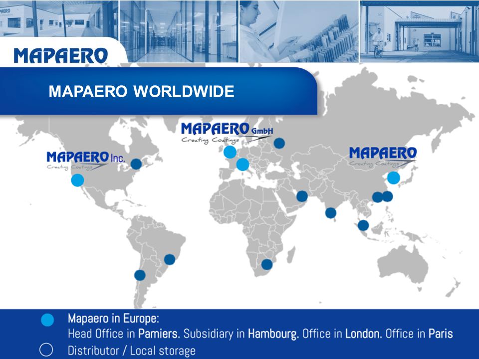 MAPAERO WORLDWIDE Finaliser la carte, faire un encart bleu (type site Web) Ajouter légende: point bleu= distributor= local storage.