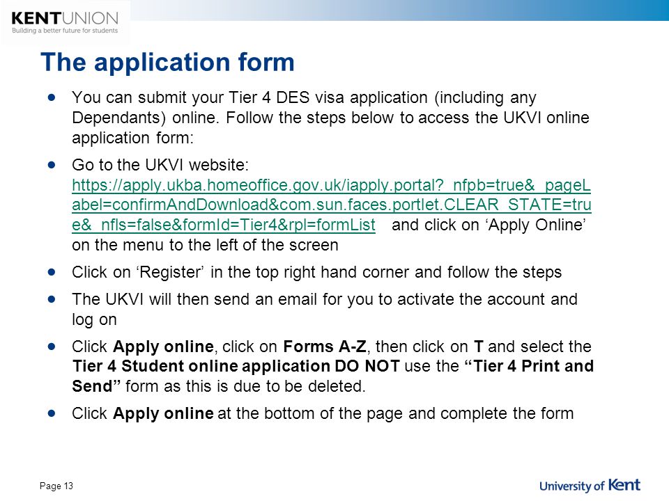The application form
