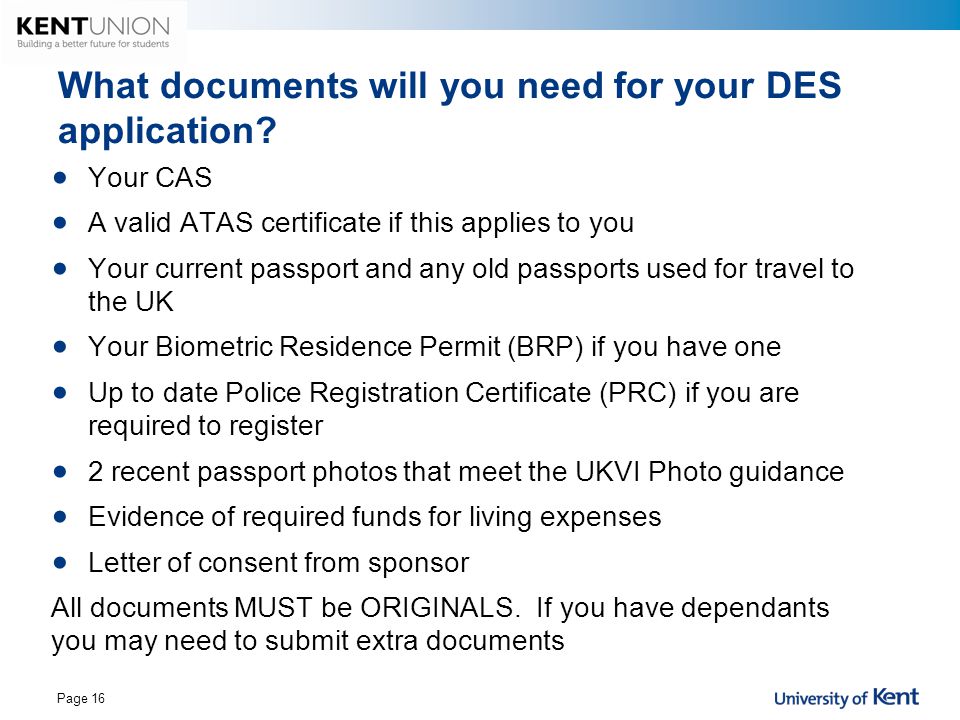 What documents will you need for your DES application