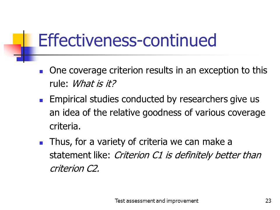 Effectiveness-continued