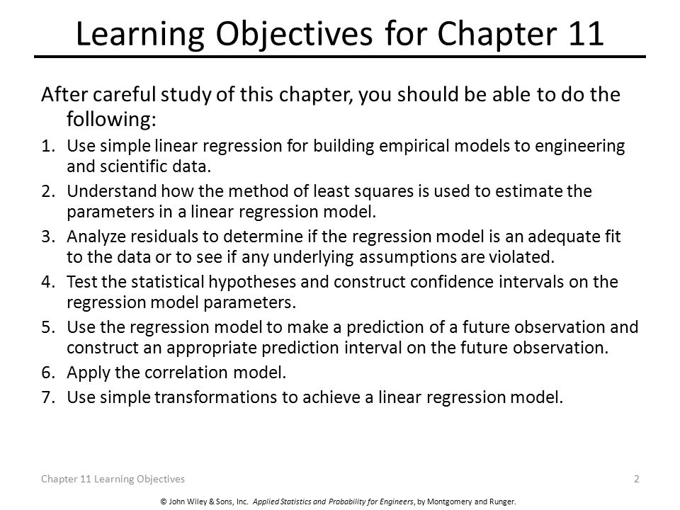 Learning Objectives for Chapter 11