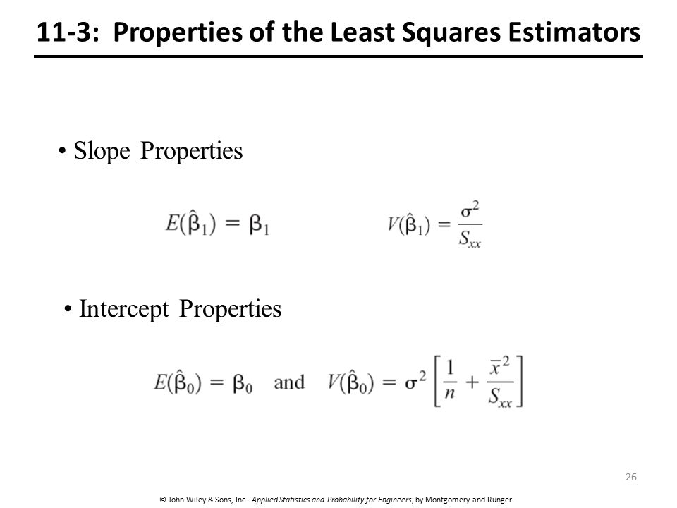 11-3: Properties of the Least Squares Estimators