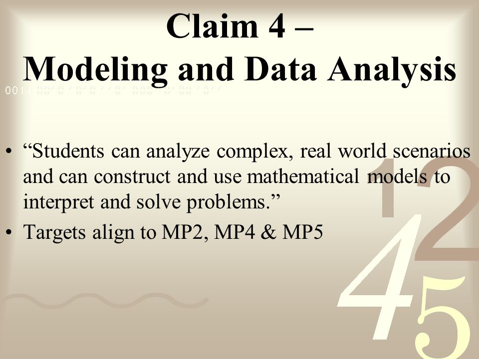 Claim 4 – Modeling and Data Analysis