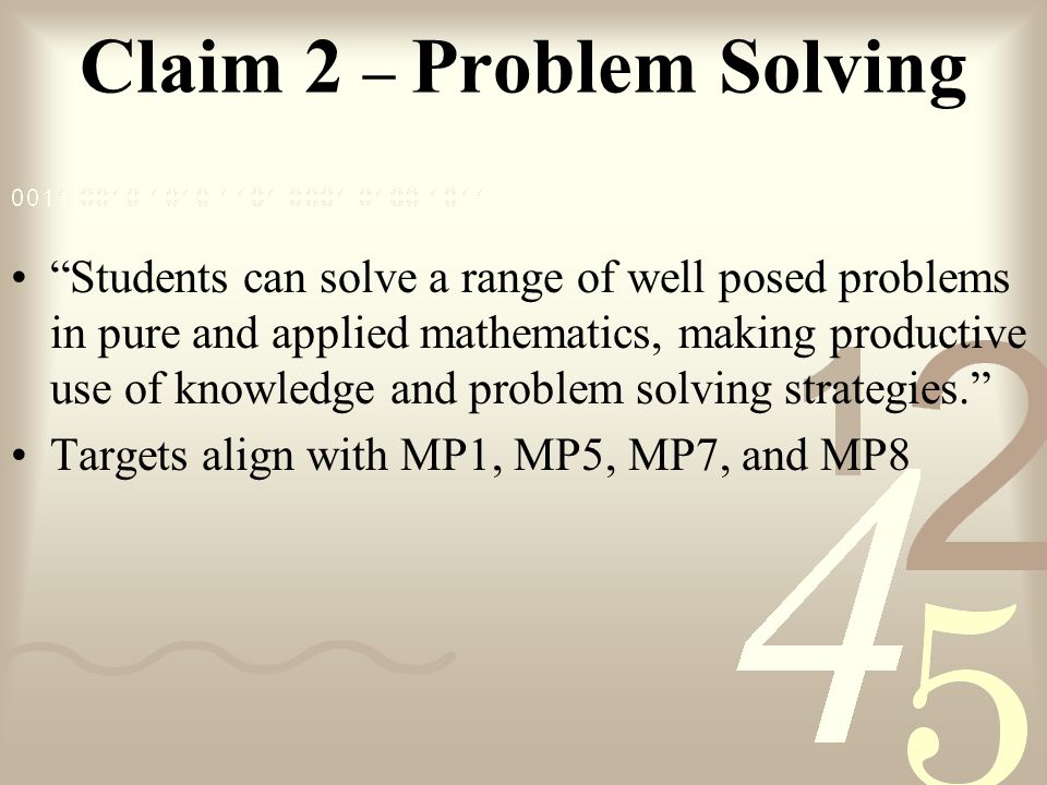 Claim 2 – Problem Solving