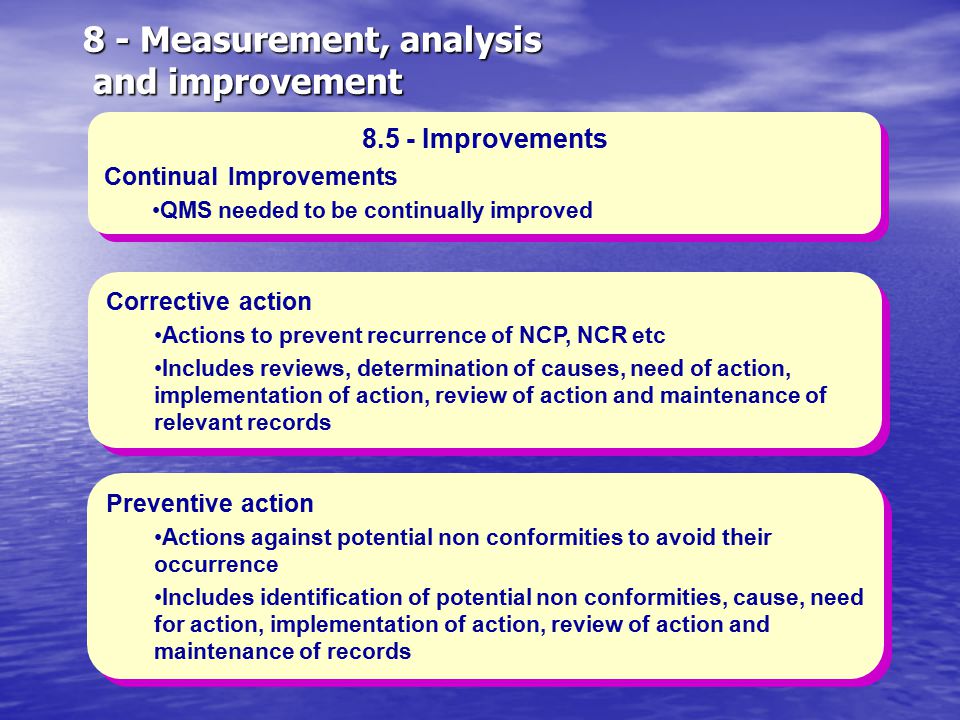 8 - Measurement, analysis and improvement