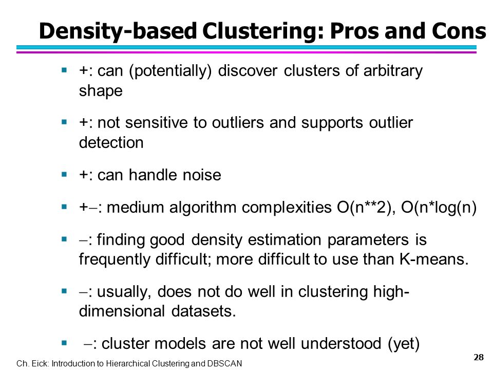 Density-based Clustering: Pros and Cons
