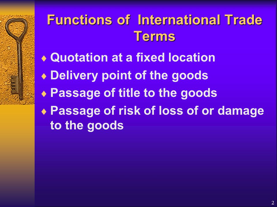 Functions of International Trade Terms