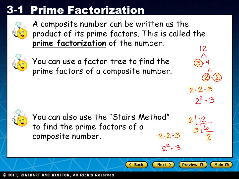 A composite number can be written as the product of its prime factors
