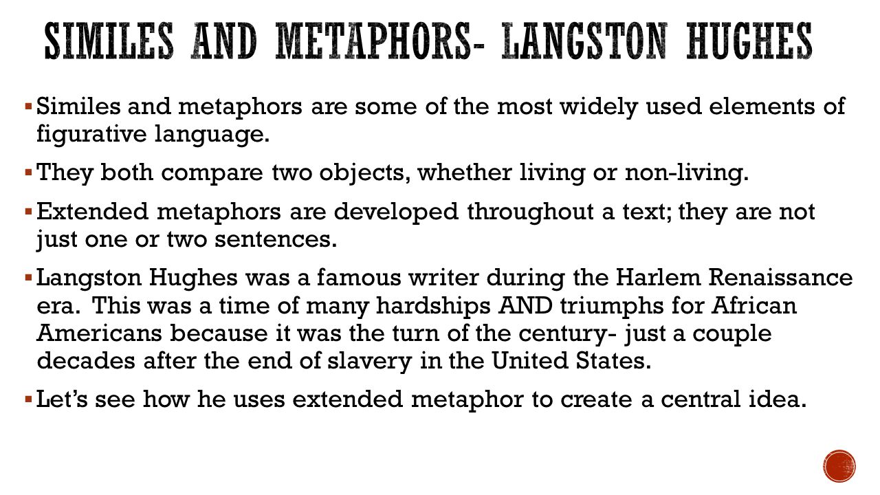 Similes and Metaphors- Langston Hughes