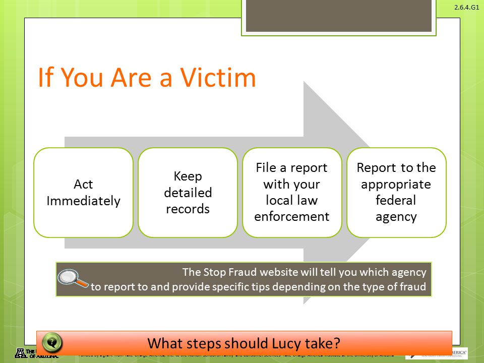 If You Are a Victim What steps should Lucy take