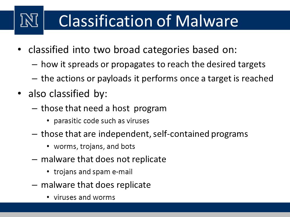 As a general rule, the classifications of malwares, provided by COTS