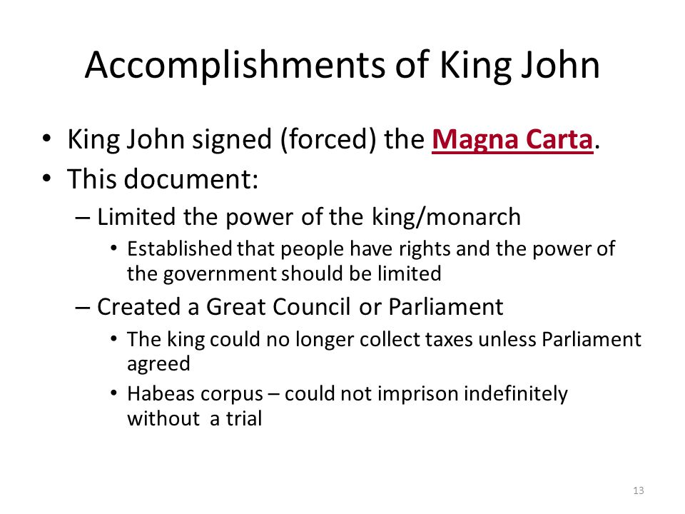 Accomplishments of King John