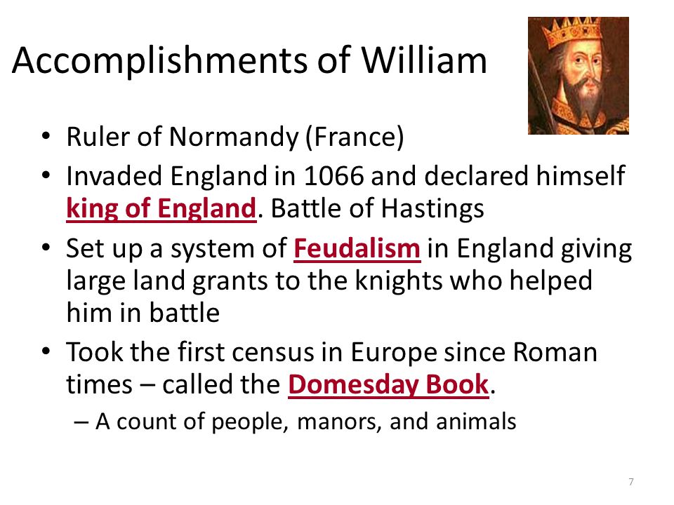 Accomplishments of William