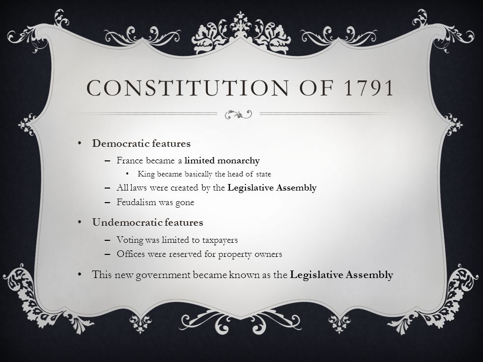 Constitution of 1791 Democratic features Undemocratic features