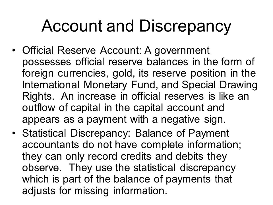 Account and Discrepancy