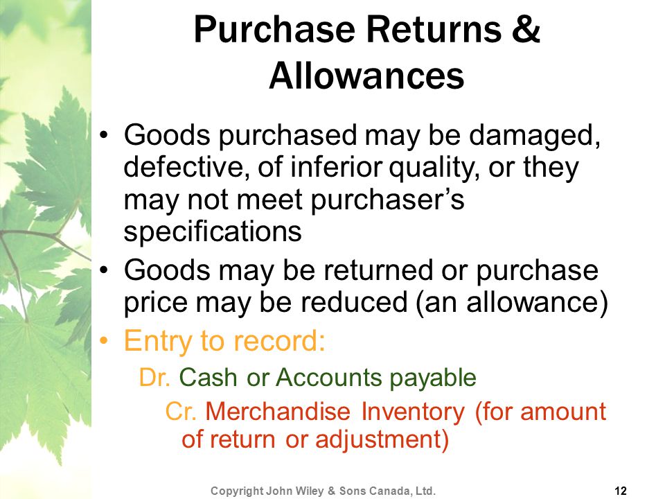 Purchase Returns & Allowances