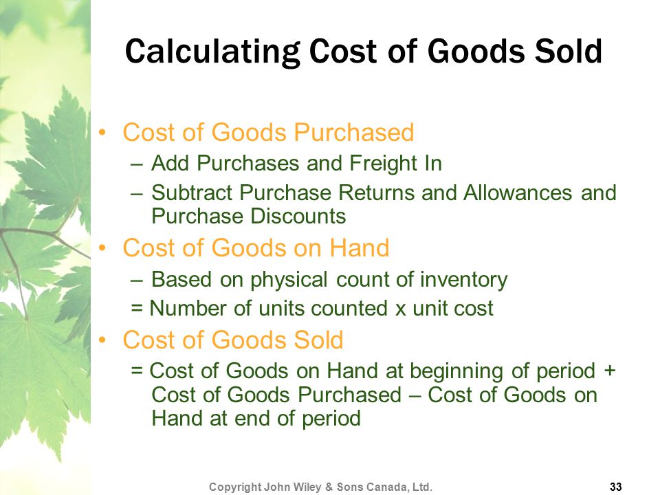 Calculating Cost of Goods Sold