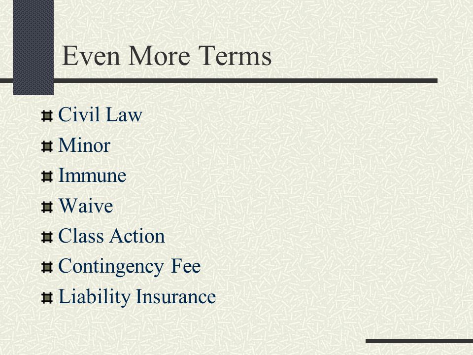 Even More Terms Civil Law Minor Immune Waive Class Action