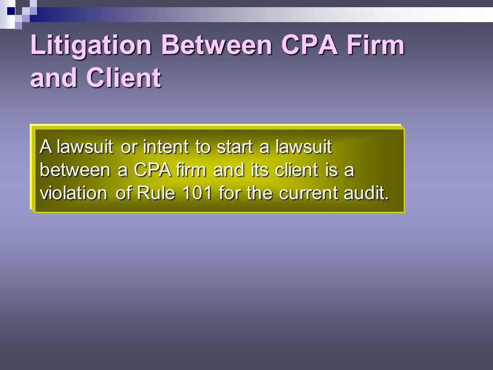 Litigation Between CPA Firm and Client