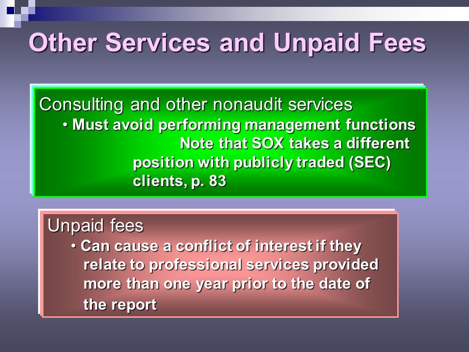 Other Services and Unpaid Fees