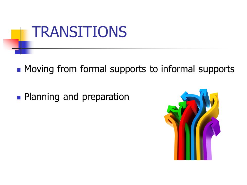 TRANSITIONS Moving from formal supports to informal supports