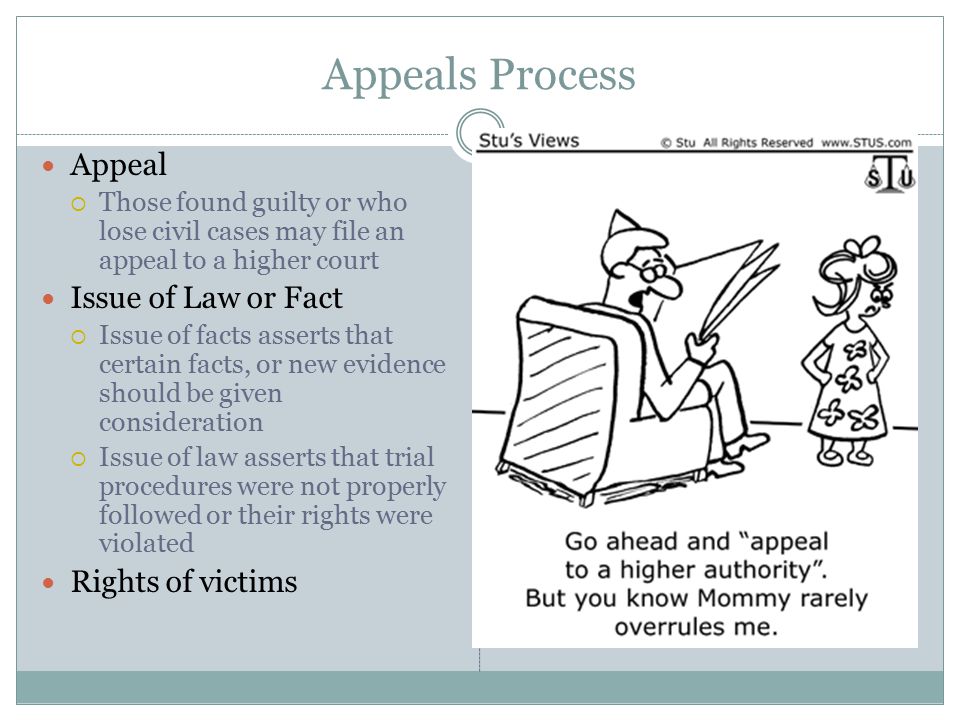 Appeals Process Appeal Issue of Law or Fact Rights of victims