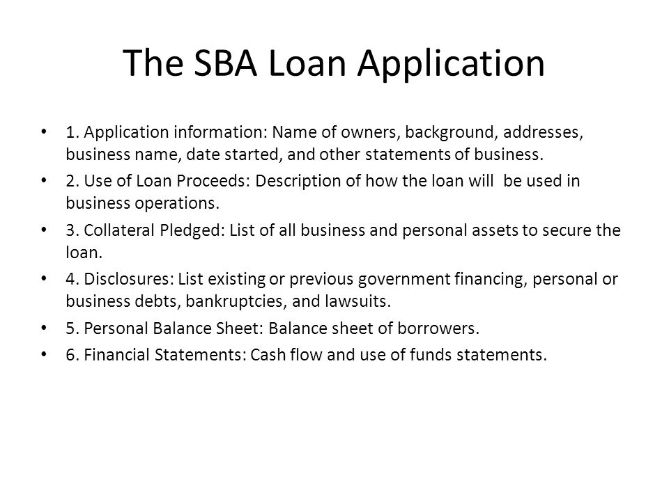 The SBA Loan Application