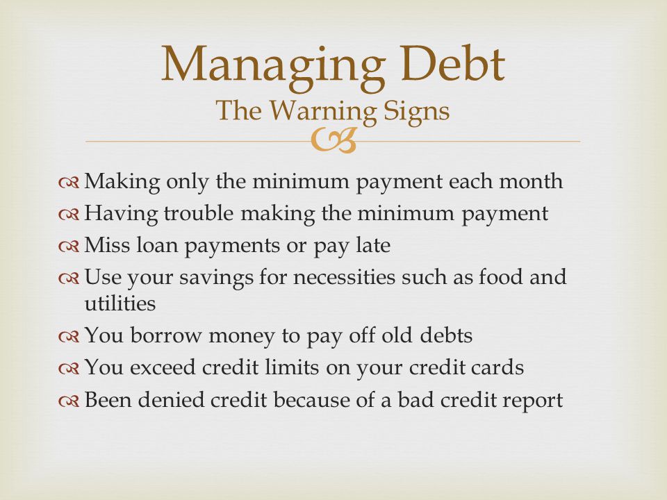 Managing Debt The Warning Signs