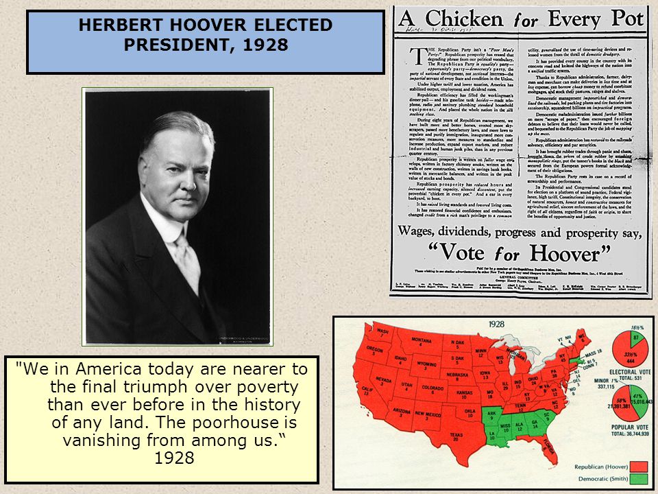 HERBERT HOOVER ELECTED PRESIDENT, 1928