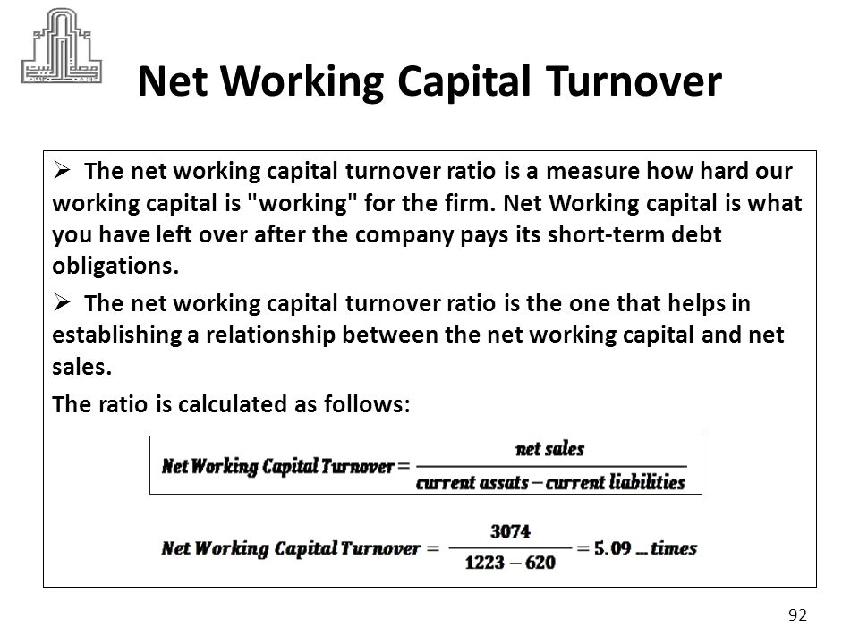 Net working capital formula