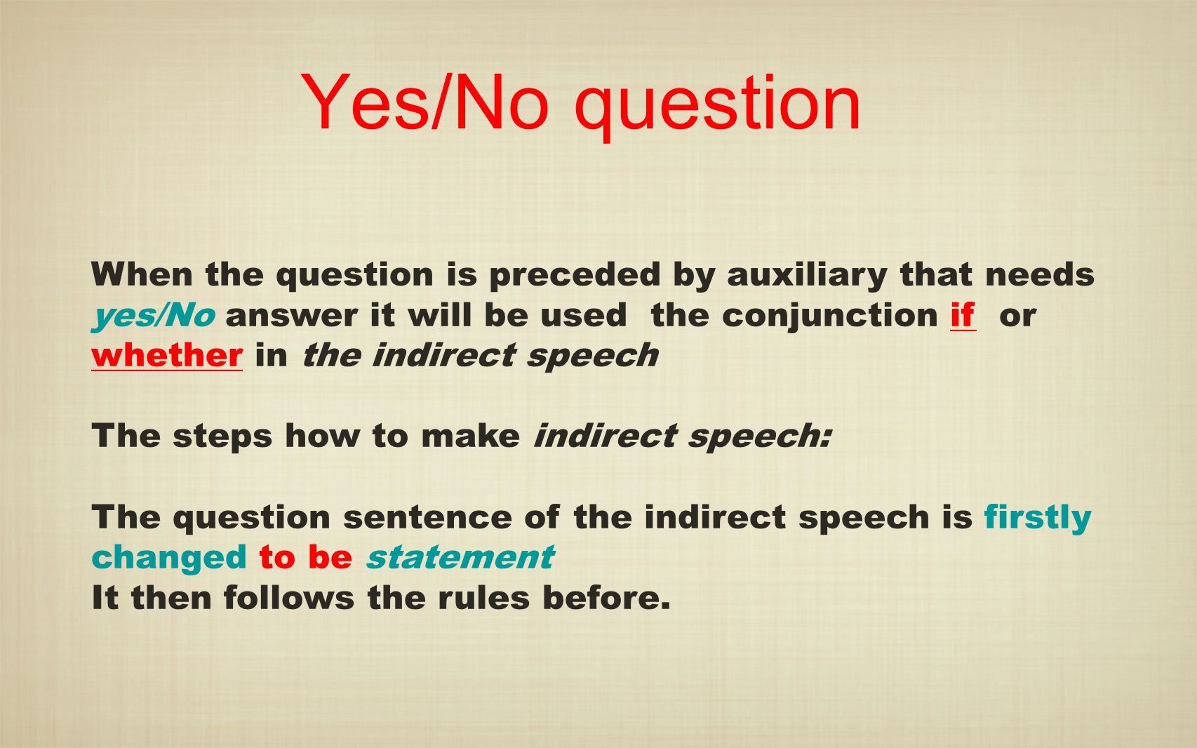 Yes/No question When the question is preceded by auxiliary that needs