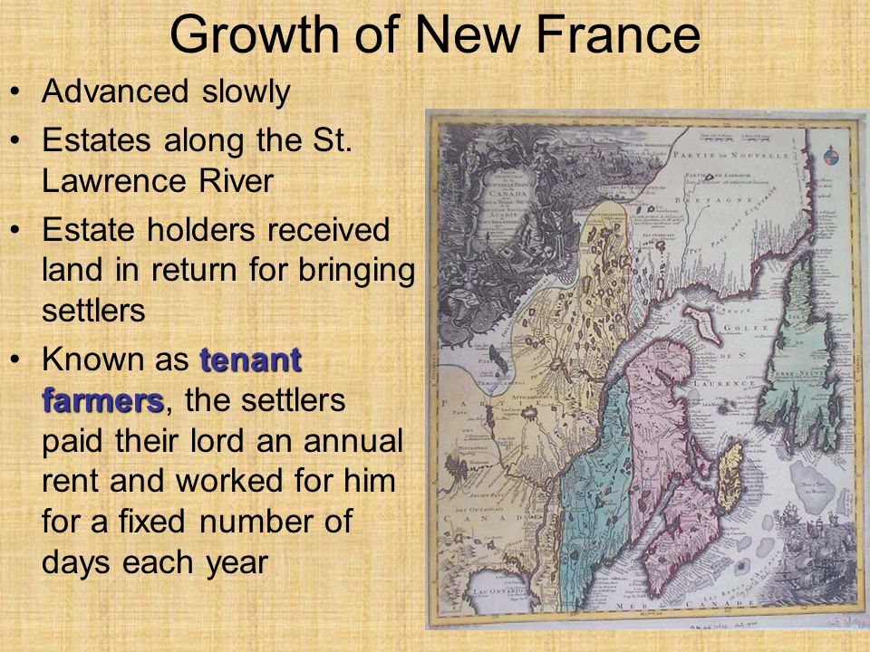 Growth of New France Advanced slowly