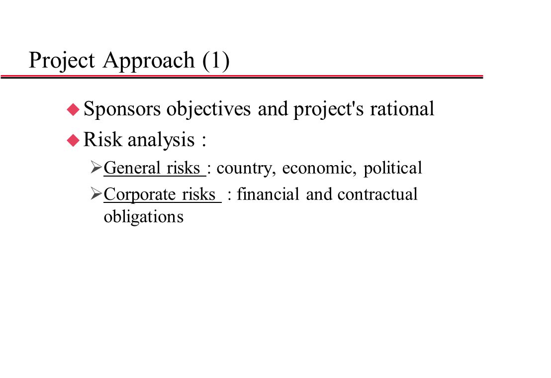 Project Approach (1) Sponsors objectives and project s rational