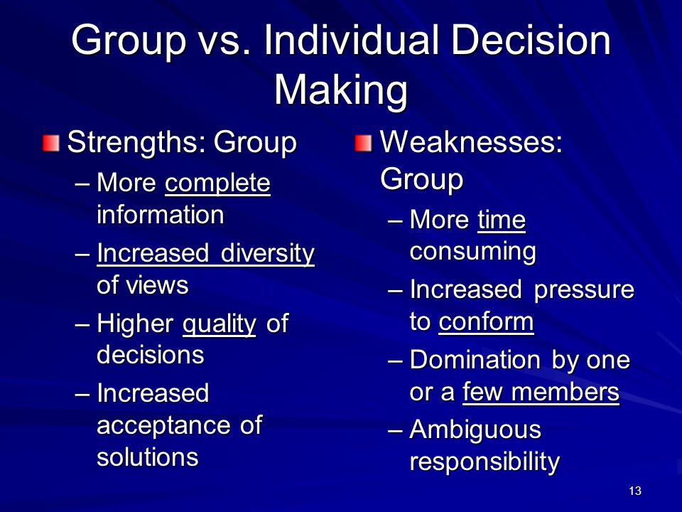 Group vs. Individual Decision Making