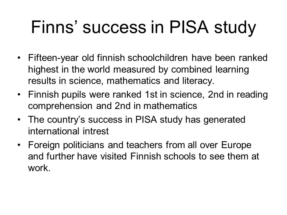 Finns’ success in PISA study