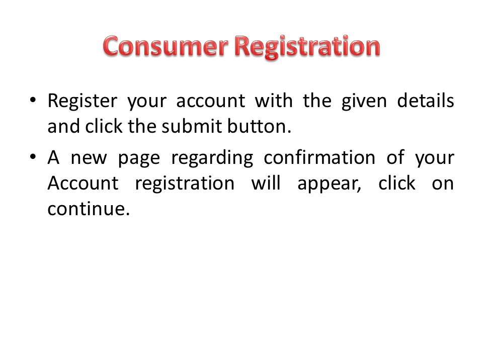 Consumer Registration