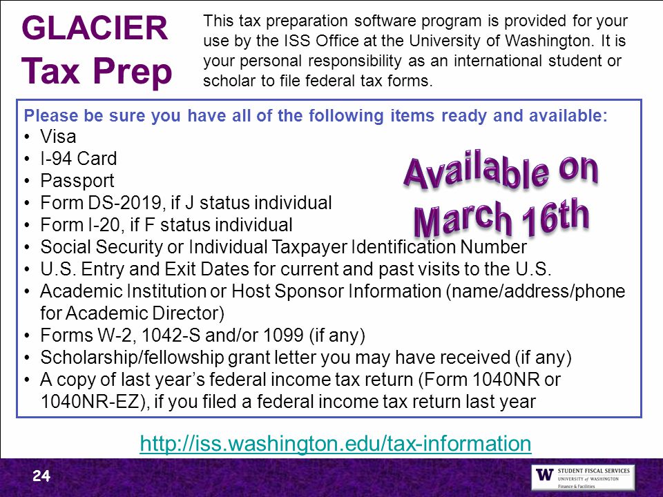 GLACIER Tax Prep Available on March 16th