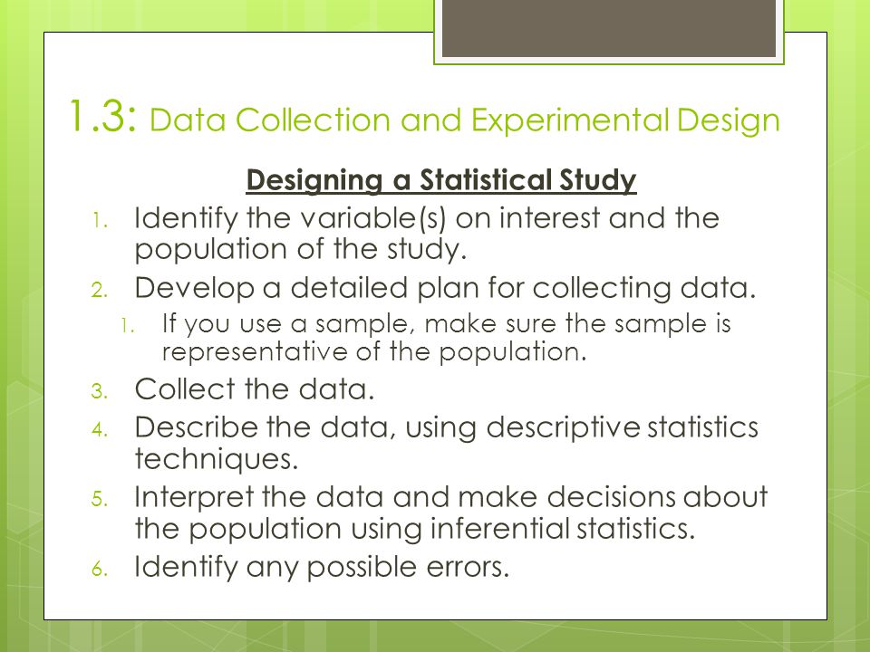 1.3: Data Collection and Experimental Design