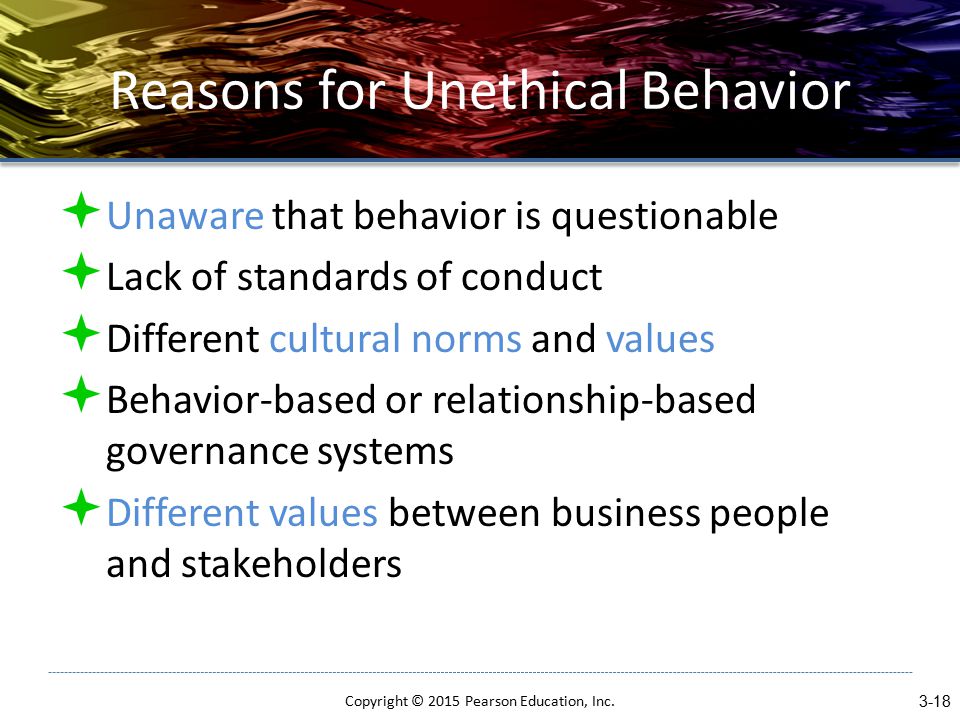 Reasons for Unethical Behavior