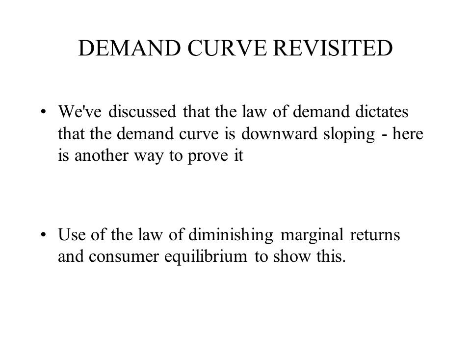 DEMAND CURVE REVISITED