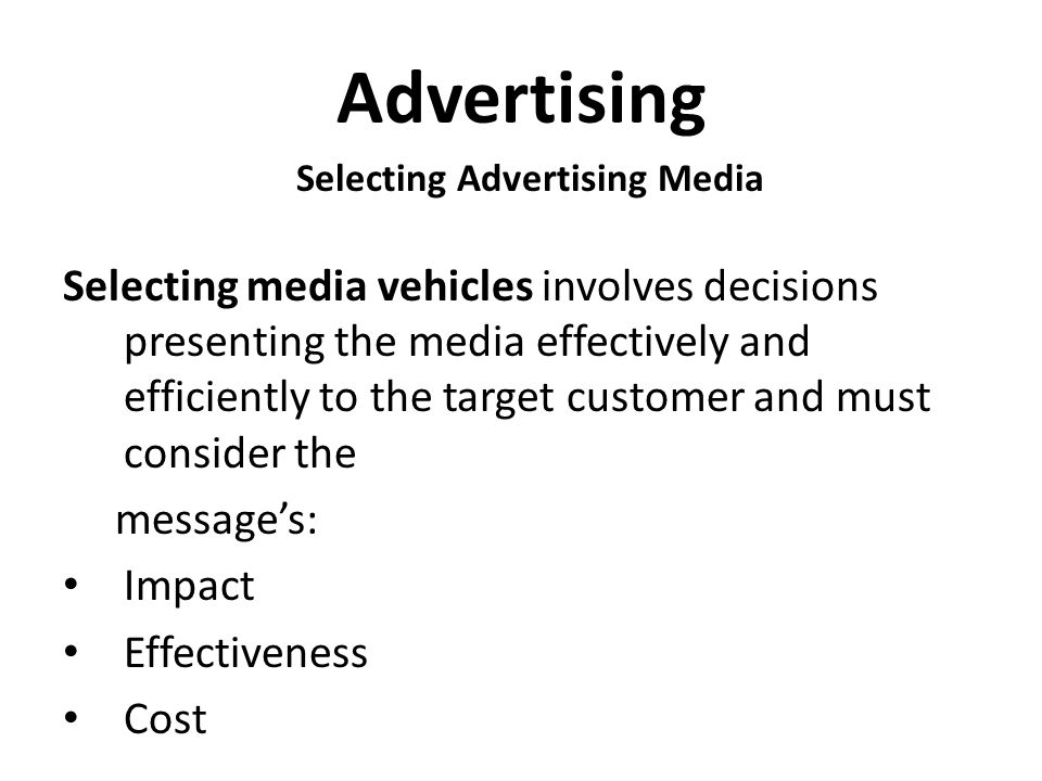 Selecting Advertising Media